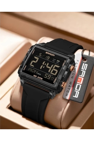 Primepickings Sanda Erkek Digital Saat Kronometre Alarm 5atm Su Geçirmez Siyah Rose Gold Diğer