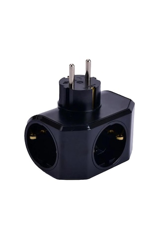 Topraklı 3lü Fiş-priz Siyah Yonca Plus