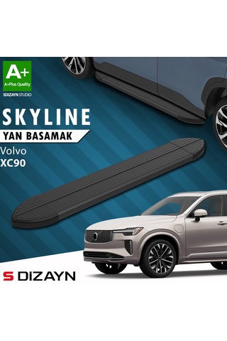 S-dizayn Volvo Xc90 Makyajlı Hybrid Skyline Siyah Yan Basamak 203 Cm 2024 Üzeri A+ Kalite