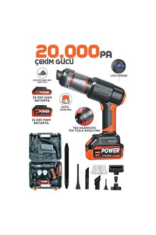 25.000mah Çift Bataryalı Auhma 20.000pa Ultra Çekim Güçlü Çantalı 175w Araç Temizleme Süpürgesi