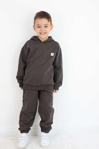 Miababy Unisex Kapşonlu Eşofman Takımı Kahverengi