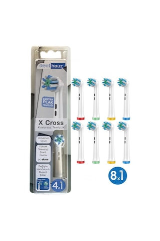 X Cross - Çapraz Açılı Kusursuz Temizlik Oral B Şarjlı Diş Fırçası Yedek Başlığı - 8'li Yedek Başlık