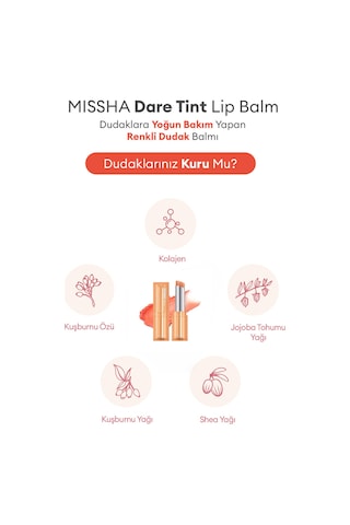 Dudaklara Yoğun Bakım Yapan Renkli Dudak Balmı Dare Tint Lip Balm 03 Coral Look Coral
