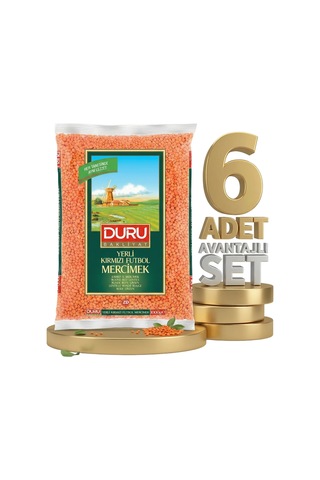 Duru Kırmızı Futbol Mercimek 6x1 Kg
