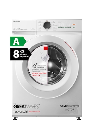 Toshiba TW-T21BU90UWTR WW 8 KG 1400 Devir Çamaşır Makinesi Beyaz