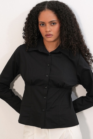 Hiccup Bdart Fitted Poplin Düğmeli Kısa Gömlek Siyah
