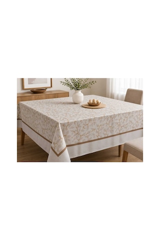 Huzur Dalı Desenli Masa Örtüsü 150x150 Cm Leke Tutmaz Su Geçirmez Yıkanabilir Inox