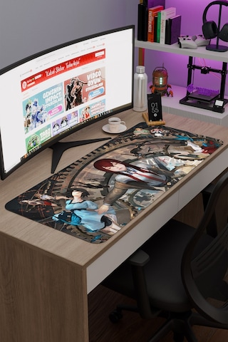 Steins Gate Kaymaz Dikişli Kauçuk Oyuncu Mousepad V5 - 90x40 Xxl Gaming Mouse Pad Fare Altlığı
