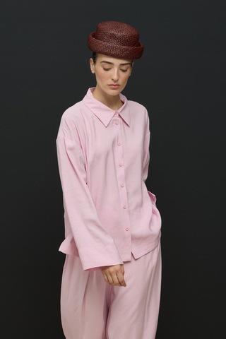 Molene Pembe Comfort Gömlek Pantolon Takım