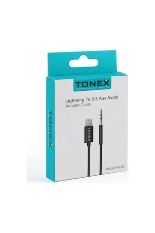 Tonex Ax-02 Lightning To Aux Ses 3.5mm Audio Kablosu - Siyah