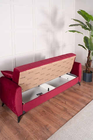 Kilim Mobilya Linda Üç Kişilik Kanepe Yüksek Ayaklı Bordo Bordo