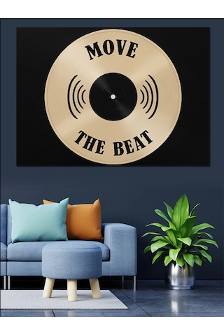 Vinil Plak "move The Beat" Dekoratif Kanvas - Mdf Ahşap Tablo