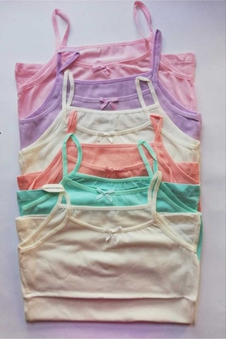 Kota Kız Çocuk Paket Ince Askılı Atlet 6'lı Ekru-lila-somon-mint-pembe
