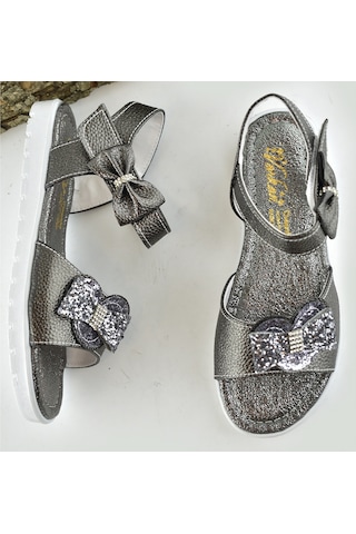 607e Ortopedik Taban Kız Çocuk Sandalet Terlik Düğün Abiye Gündelik Varkan Siyah