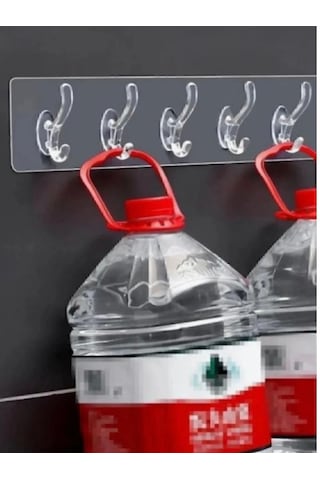 5 Li Kendinden Yapışkanlı Şeffaf Askılık Güçlü Mutfak Ve Banyo Duvar Askısı