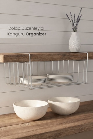 Dolap Düzenleyici Kanguru Organizer - Asılabilir Havlupan Düzenleyici Banyo Mutfak Düzenleyici Krom siyah