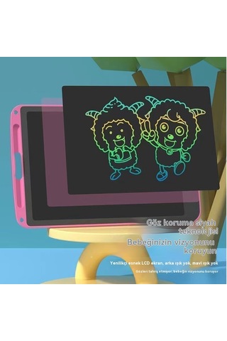 Tcherchi 10 İnç Çizim Tableti, Lcd Yazı Tahtası, Renkli Doodle Tahtası, Tekrar Kullanılabilir Yazı Tahtası Mavi