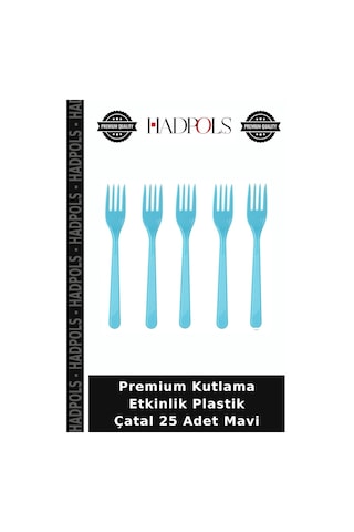 Premium Kutlama Etkinlik Plastik Çatal 25 Adet Mavi