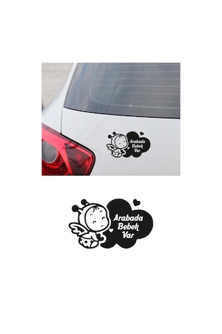 Sevimli Arabada Bebek Var Yazısı Araba Oto Sticker Siyah Renk Etiket Sevimli Arabada Bebek Var Yazısı Araba Oto Sticker Siyah Renk Etiket