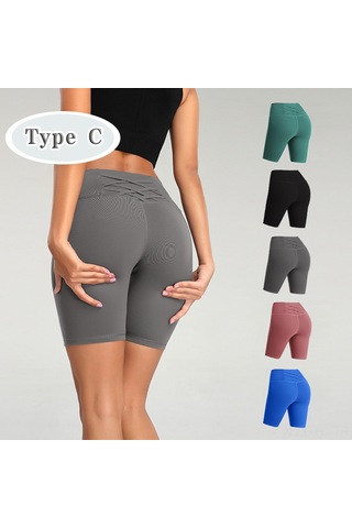 Skycity Kadınlar İçin Yüksek Bel Fitilli Nefes Alabilen Yoga Şortu - Esnek Ve Konforlu Yeşil