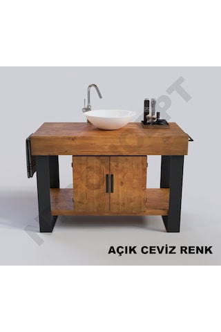 Ntconcept Miha Masif Ahşap Lavabo Dolabı Hilton 70Cm Açık Ceviz