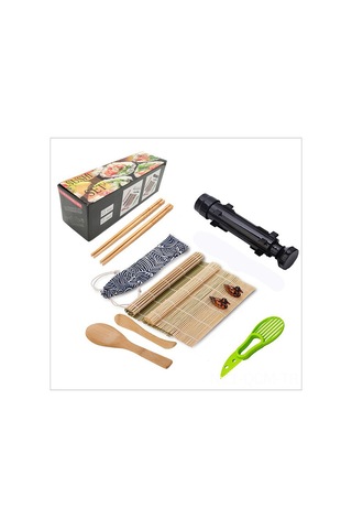 Qingmipy Ev Yapımı Sushi Seti - Profesyonel Ve Yeni Başlayanlar İçin 16 Parçalı Tam Sushi Yapım Kiti, Bambu Malzemeli Çok Renkli