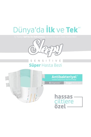 Sleepy Sensitive Antibakteriyel Süper Yetişkin Hasta Bezi Small 30x4 120 Adet S
