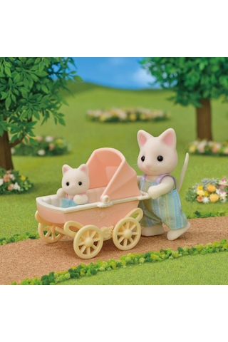 Adore Oyuncak Sylvanian Families Çiçekli Kedi Baba Ve Bebek Arabası Seti 5683