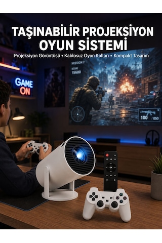 Oyun Konsolu Uyumlu Kablosuz Projeksiyon Cihazı Ev Sinema Deneyimi Yeni Nesil 40595703