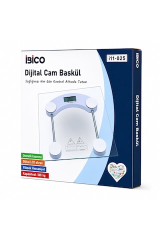Dijital - Pilli Kare Banyo Baskül Terazi Tartı Lcd Ekran 180kg/0.1g 30x30cm İ11-025