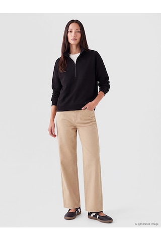 Lcw Eco Siyah Dik Yaka Soft Touch Kadın Sweatshirt