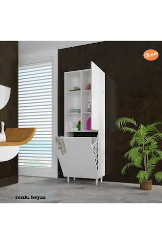 Mutfak Dolabı Kirli Çamaşır Dolabı Düşer Kapalı Banyo Dolabı Çok Amaçlı Dolap Beyaz
