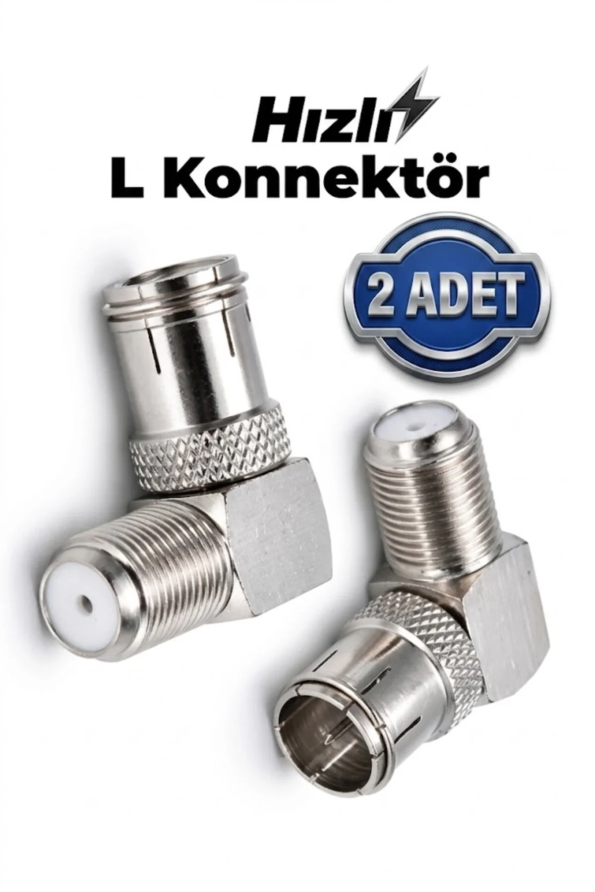 2 Adet F Konnektör L Fiş Quick Geçişli L Tip 90 Derece F Hızlandırıcı 90 Derece Anten Başlığı Quick Fiş Için F Connektör 2 Tane Rg6 Rg5 Geçmeli Adaptör