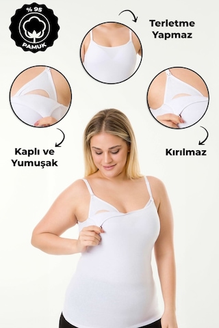 Parlingerie Emzirme Atleti Kaplı Beyaz