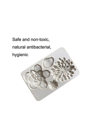 Dancemonkey 2 Adet Büyük Çiçek Desenli Çikolatalı Fondan Kek Silikon Kalıp Beyaz