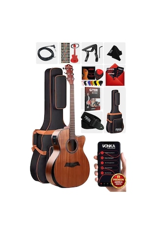 Maxword M450-EQ Profesyonel Masif Ağaç Elektro Akustik Gitar Seti 4/4 Yetişkin Seri üst Segment