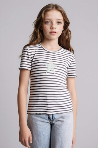 Defacto Yıldız Desenli Fitilli Kaşkorse Tişört Kız Çocuk H6956a826smgr449 Gri-gr449