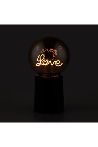Siyah Cam Love Şarjlı Masa Lambası 12x21x12 Cm