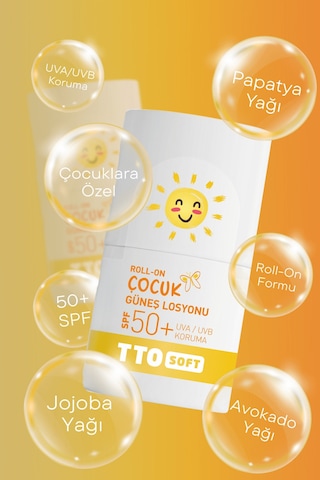 Tto Soft Roll-On Çocuk Güneş Losyonu Spf 50+ – Hassas Ciltler Için Güçlü Koruma 50 Ml