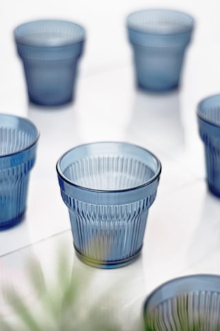 Akrilik Lacivert Tekli Kısa Bardak & Su Meşrubat Kahve Yanı Bardağı 300 Ml Cam Değildir Lacivert