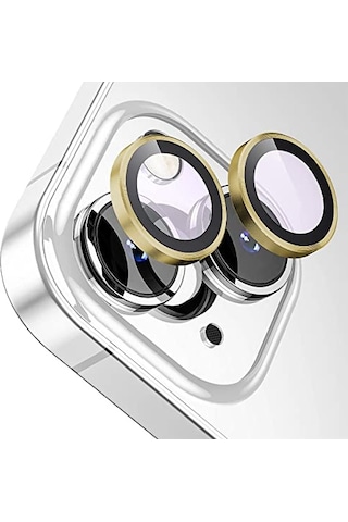 İphone 14/14 Plus Screen Protector 9h Safir Cam Kamera Metal Lens Koruyucu Altın