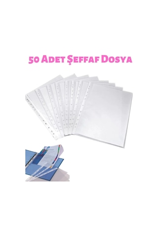 50 Adet A4 Şeffaf Dosya Föy Poşet Dosya Diğer