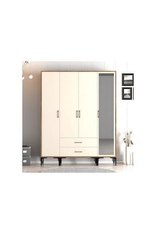 Variant Kumsal 4 Kapılı Str Gardrop - Ceviz / Krem