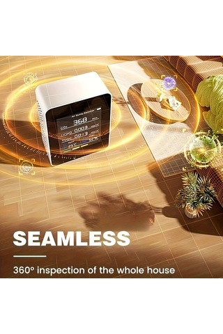 Honeybeeshop 1 Adet 5i 1 Arada Gelişmiş Hava Kalite Monitörü Siyah Co2 Formaldehit Sıcaklık Nem Tvoc Dedektörü Büyük Lcd Usb Şarj Ev Ofis İçin