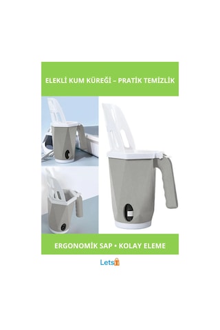 Ergonomik Elekli Kedi Kum Küreği Pratik Temizlik Seti