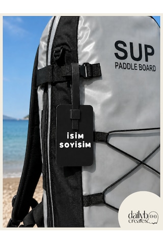 Dailyboo Creates Kişiye Özel İsimlik Bagaj Etiketi-paddle Board Sup Çanta & Valiz İsim Etiketi-kilitli Sistem Özel Tasarım Bagaj Tag Siyah