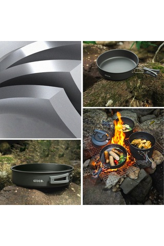 Mufunye Kamp Takımı Tava, 8in, Katlanabilir Kılıflı - Alüminyum Alaşımlı Çok Renkli