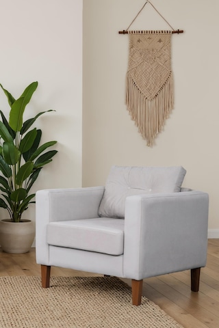 Eymense Kraft Kadife Berjer Beyaz