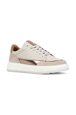 Kadın Bej Bağcıklı Kalın Tabanlı Deri Sneaker