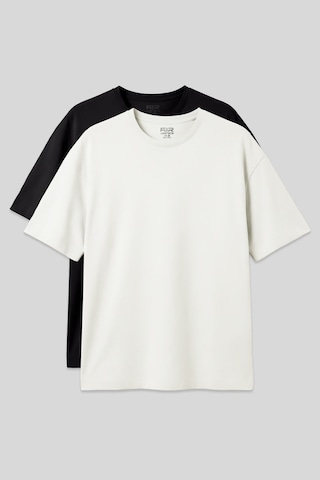 Basic Oversize O Yaka 2li Paket Siyah-ekru Erkek T-shirt - 88377 Siyah - Ekru